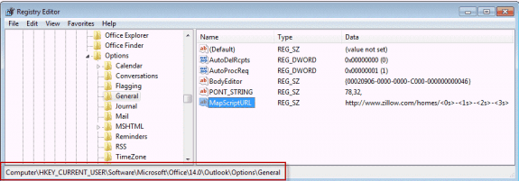 Edit the Registry to and add the mapscripturl string value
