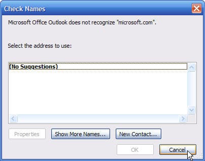Cancel the choose address dialog