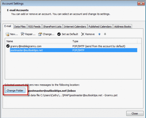 Change delivery folder