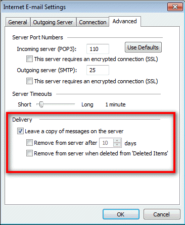 Leave mail on server