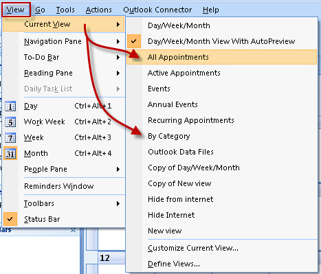 Choose a list view in Outlook 2007