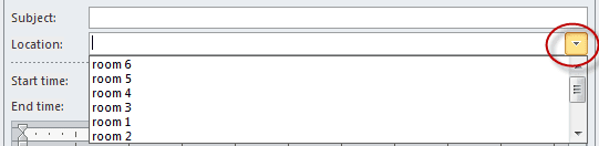 Location field and MRU list on an Appointment