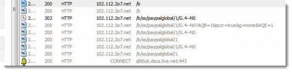 Fiddler shows Outlook connecting to the web server