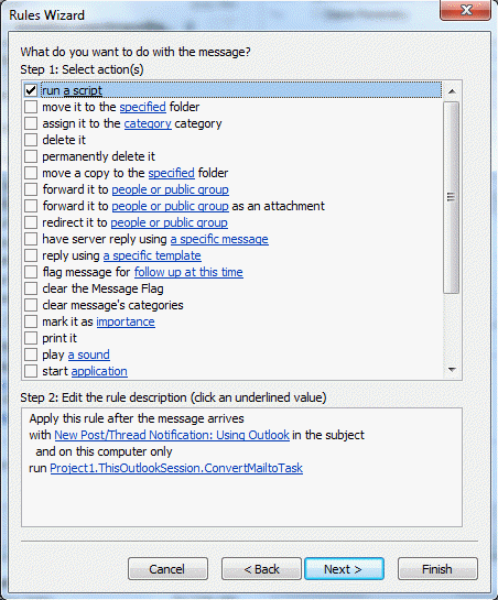 Create a rule to run a script
