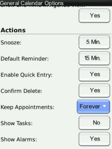 blackberry calendar menu