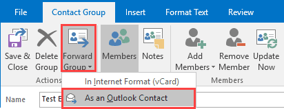 forward as outlook contact