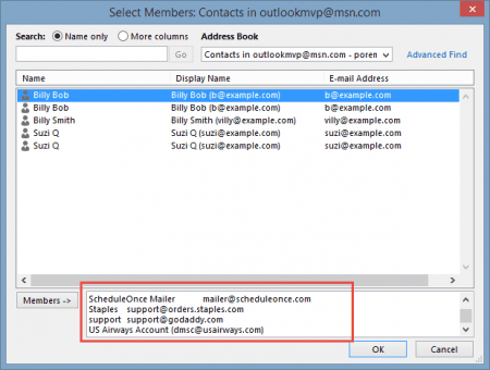 paste the names in the members field