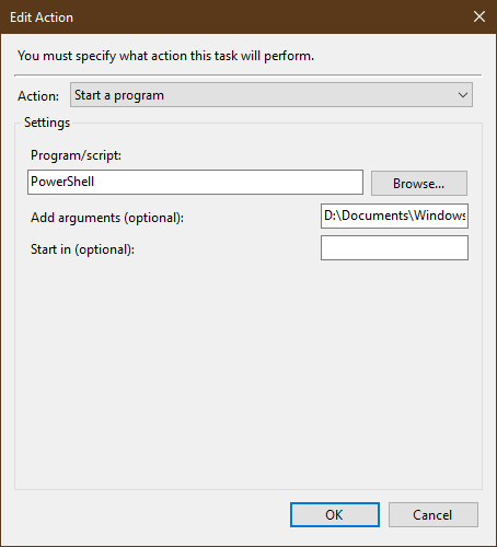 create a task in task scheduler