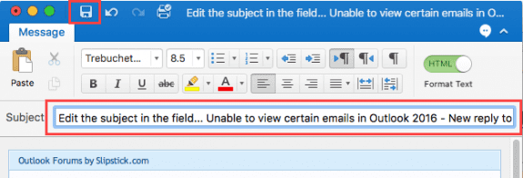 Type a new subject in the field