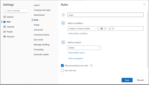 Rules in Outlook on the web and new Outlook