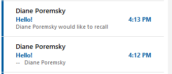 Recall request in recipient's inbox