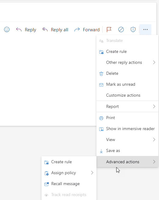 recall Outlook on the web