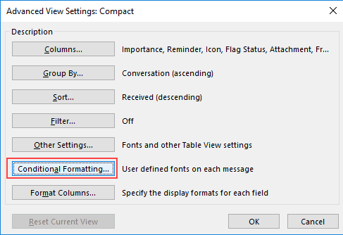 Advanced view Settings