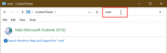 Find Mail in Control panel