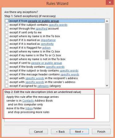 Address book rules