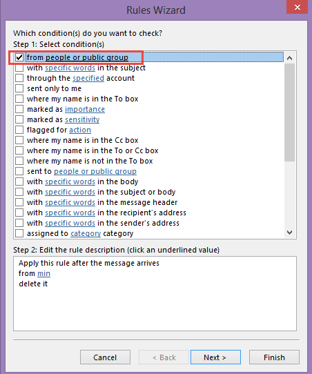 Create a rule to filter partial display names