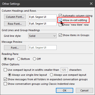 allow in-cell editing