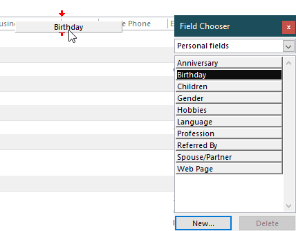 drag the field name to the row