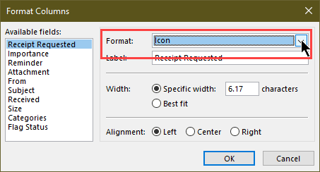 change the format to icon