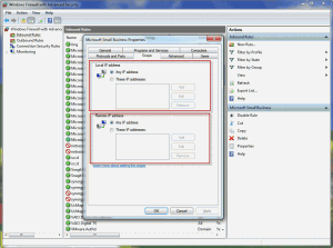 Firewall rules dialog