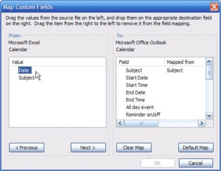 use the map custom fields dialog