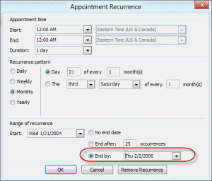 Change the end date to end a recurring event early