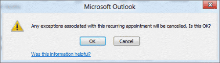 A dialog will warn you that will will lose exceptions