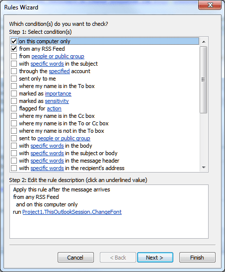 Use a Run a Script Rules to change the font