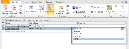 changing tracking responses 