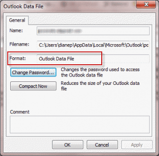 Outlook's data file format