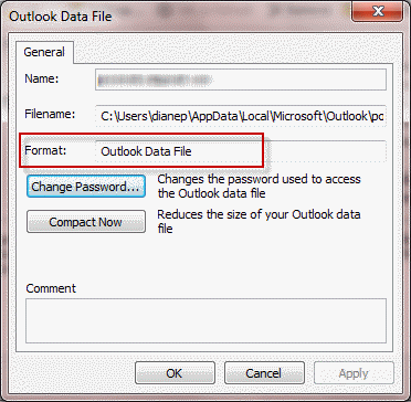 Outlook's data file format