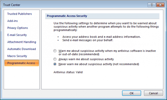 Edit the programmatic access settings