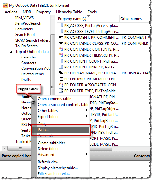 Paste the property on the folder you wish to hide