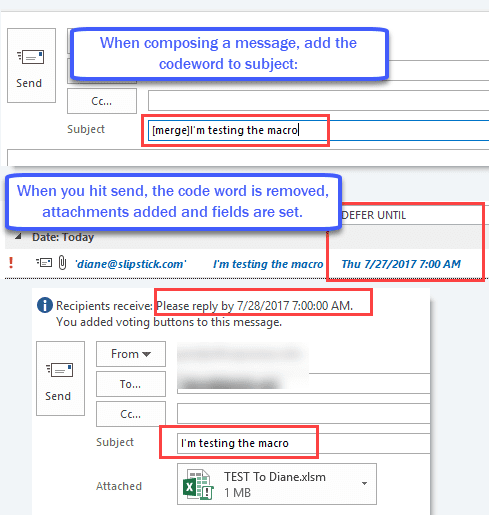 after hitting send, the attachment and fields are added