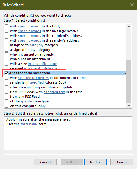 use the form name condition