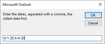 enter the two dates, comma-separated