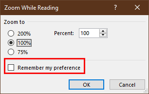 zoom while reading