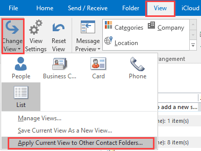 apply current view to other contacts