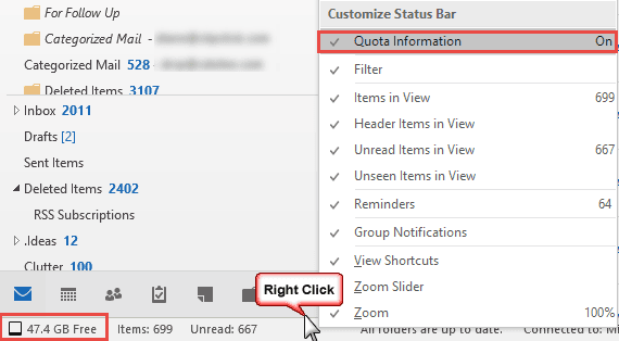Show Quota in the Status bar