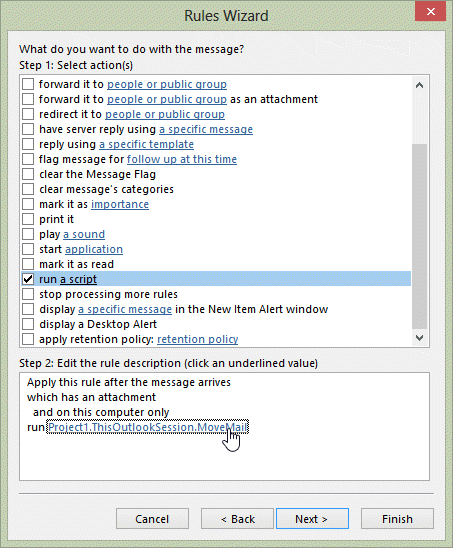 Use a run a script rule to filter mail
