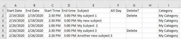 speedsheet to add or delete appointments