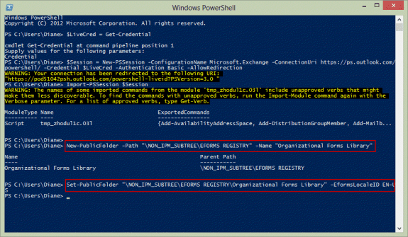 Use PowerShell to create the Organizational Forms library