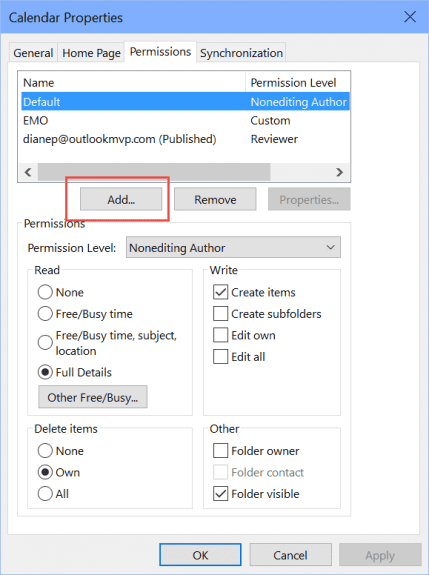 calendar permissions
