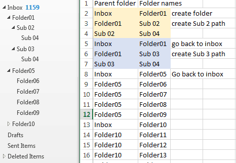 Create subfolders