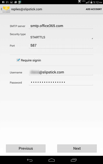 SMTP settings for Office 365