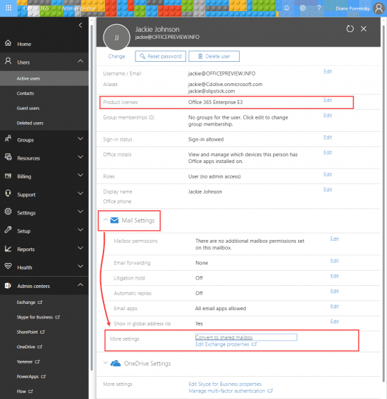office 365 convert to shared mailbox (new)