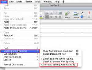Change the Spelling options on the Edit menu