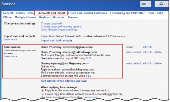 Gmail send mail as another account