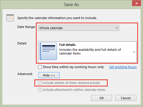 Choose the Save options