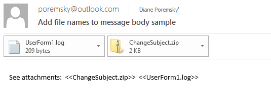 insert filename in messages you send